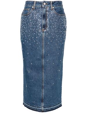 Alessandra Rich rhinestoned midi pencil skirt - Blue