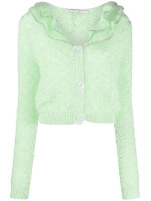Alessandra Rich ruffle-detail open-knit cardigan - Green