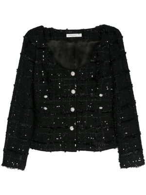 Alessandra Rich sequin-embellished tweed jacket - Black