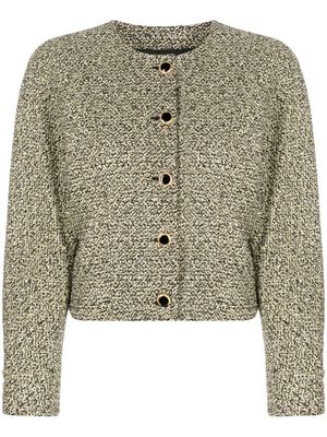 Alessandra Rich sequin-embellished tweed jacket - Yellow