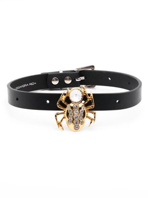Alessandra Rich spider-motif leather bracelet - Black