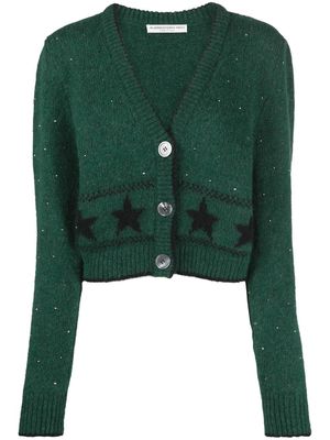 Alessandra Rich star pattern button-up cardigan - Green