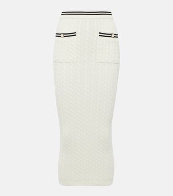 Alessandra Rich Striped cable-knit cotton midi skirt