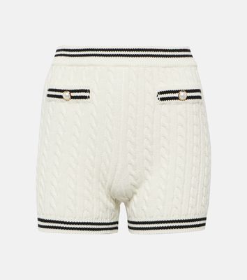 Alessandra Rich Striped cable-knit cotton shorts