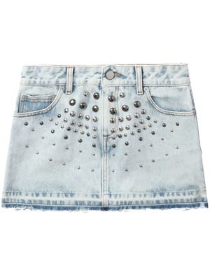 Alessandra Rich stud-embellished denim miniskirt - Blue