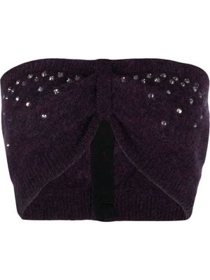 Alessandra Rich studded cropped top - Purple