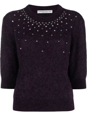 Alessandra Rich studded knitted top - Purple