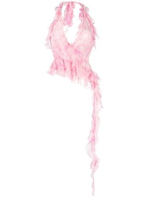 Alessandra Rich tie-dye silk top - Pink
