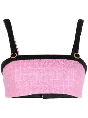 Alessandra Rich tweed virgin wool-blend cropped top - Pink