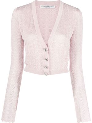 Alessandra Rich V-neck flared-cuff cardigan - Pink