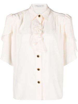 Alessandra Rich volant silk blouse - Neutrals