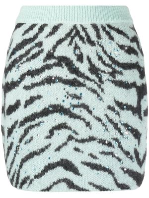 Alessandra Rich zebra intarsia knitted miniskirt - Blue
