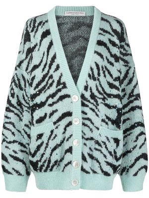Alessandra Rich zebra-print knit cardigan - Green