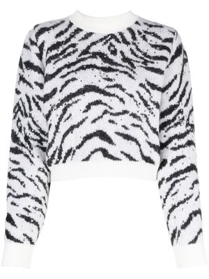 Alessandra Rich zebra-print knit jumper - White