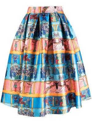 alessandro enriquez A-line striped skirt - Blue