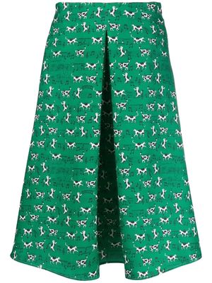 alessandro enriquez all-over dog-print A-line skirt - Green