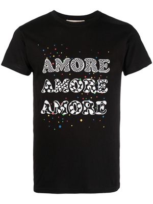 alessandro enriquez Amore-print cotton T-shirt - Black