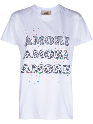 alessandro enriquez Amore-print cotton T-shirt - White