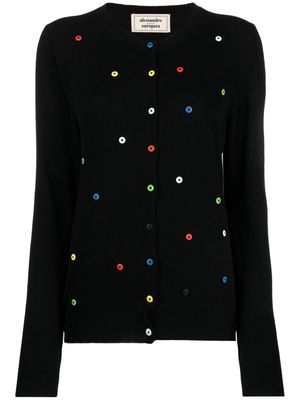 alessandro enriquez button-embellished wool-blend cardigan - Black