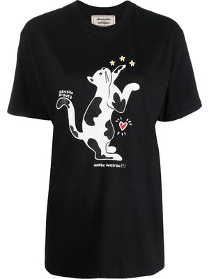 alessandro enriquez Cat graphic print T-shirt - Black