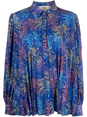 alessandro enriquez pleated firework-print blouse - Blue