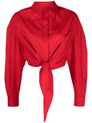 alessandro enriquez tie-up cropped shirt - Red