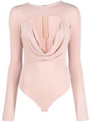 ALESSANDRO VIGILANTE cut-out cowl-effect bodysuit - Pink