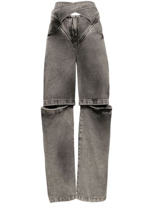 ALESSANDRO VIGILANTE cut-out wide-leg jeans - Grey