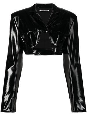 ALESSANDRO VIGILANTE faux-leather cropped jacket - Black