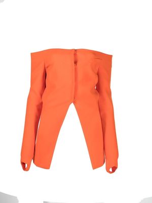 ALESSANDRO VIGILANTE front-slit off-shoulder blazer - Orange