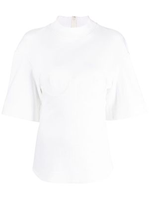 ALESSANDRO VIGILANTE funnel-neck short-sleeve blouse - White