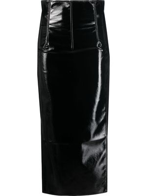 ALESSANDRO VIGILANTE high-shine fitted midi-skirt - Black