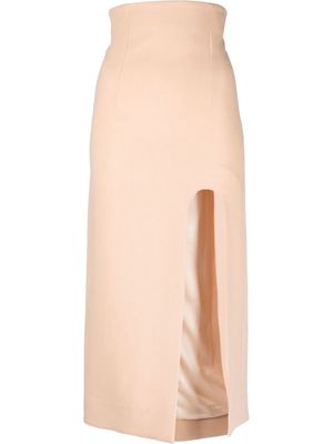 ALESSANDRO VIGILANTE slit high-waist midi skirt - Neutrals
