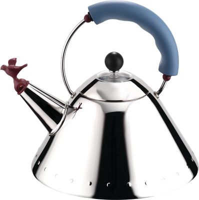 Alessi Bird Whistle Stainess Steel Kettle in Lt. blue/Burg