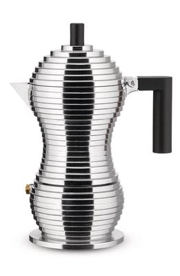 ALESSI Pulcina 3-Cup Espresso Coffee Maker in Silver Black 