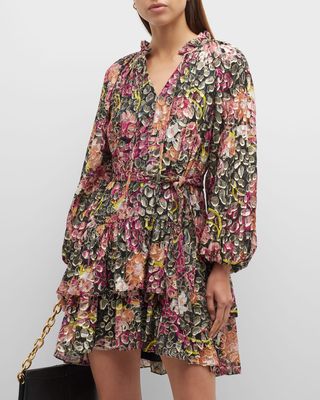 Alessi Tiered Floral-Print Mini Dress