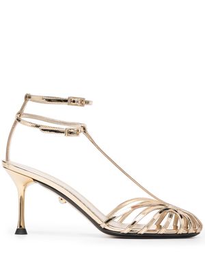 Alevì 80mm caged leather pumps - Gold