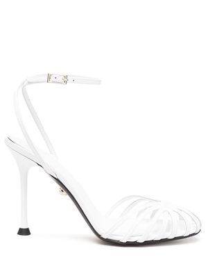 Alevì caged stiletto-heel leather sandals - White