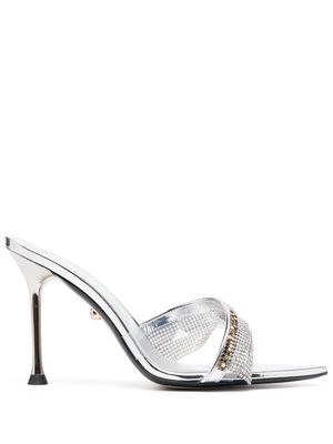 Alevì Crystal 95mm leather mules - Silver