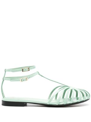 Alevì Elena leather flat sandals - Green