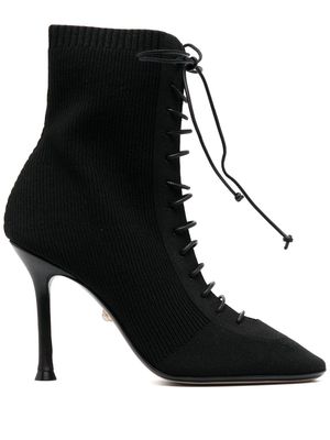 Alevì Love ribbed-knit ankle boots - Black