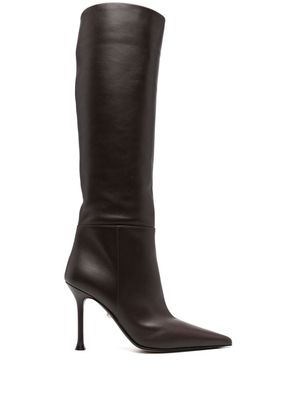 Alevì pointed-toe 100mm knee-boots - Brown