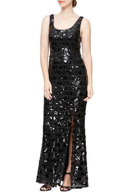 Alex & Eve Sequin Sleeveless Gown in Black