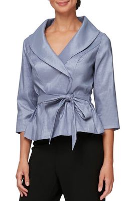 Alex Evenings Brushed Satin Tie Waist Blouse in Lavender