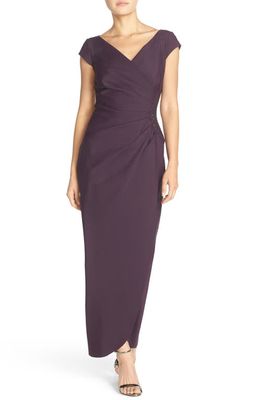Alex Evenings Embellished Jersey Column Gown in Aubergine