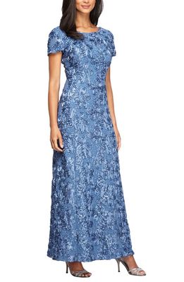 Alex Evenings Embellished Lace A-Line Evening Gown in Brush Periwinkle