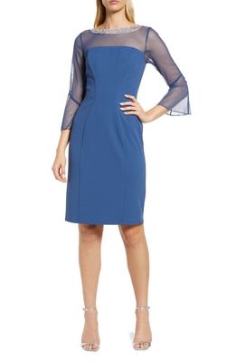 Alex Evenings Embellished Shift Cocktail Dress in Wedgewood
