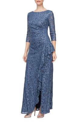 Alex Evenings Sequin Lace A-Line Gown in Wedgewood