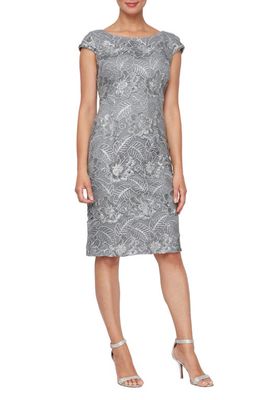 Alex Evenings Sequin Lace Cocktail Dress in Charcoal