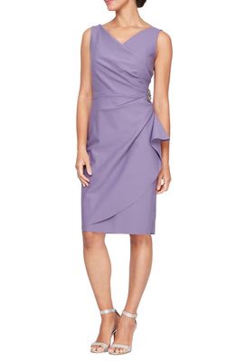 Alex Evenings Side Ruched Cocktail Dress in Icy Orchid